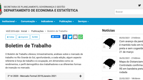 Capa do site do Boletim de Trabalho DEE